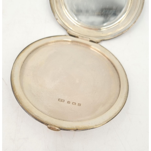 1006 - An Art Deco hallmarked Birmingham silver circular compact mirror by William Adams Ltd, dated 1937 - ... 