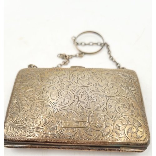 1007 - A hallmarked Birmingham silver purse by JR - approx. 8.5cm x 6cm and gross weight 54 grams