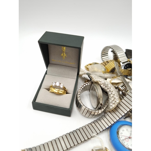 1100 - A large collection of assorted wristwatches and jewellery to include vintage Ingersoll and Timex wri... 