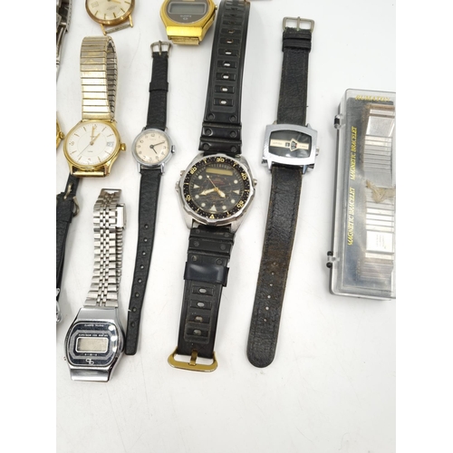 1101 - A large collection of assorted vintage wristwatches to include Casio analogue/digital quartz, Amido ... 