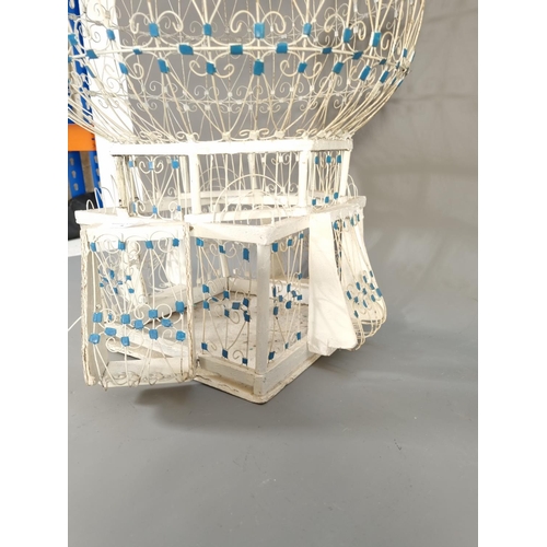 4 - A mid 20th century white painted and wire framed bird cage - approx. 57cm high