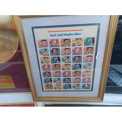 401 - Five framed items, one Decca gold record presented to The Bachelors for sales in excess of 100,00 co... 