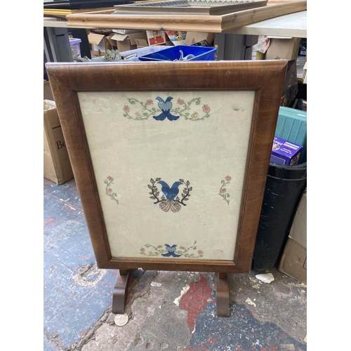 548 - Four boxes containing a large collection of assorted items to include vintage mahogany framed bevell... 