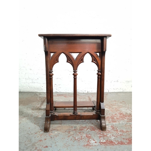 1 - A 19th century Gothic revival mahogany prayer stand - approx. 85cm high x 63cm wide x 55cm deep