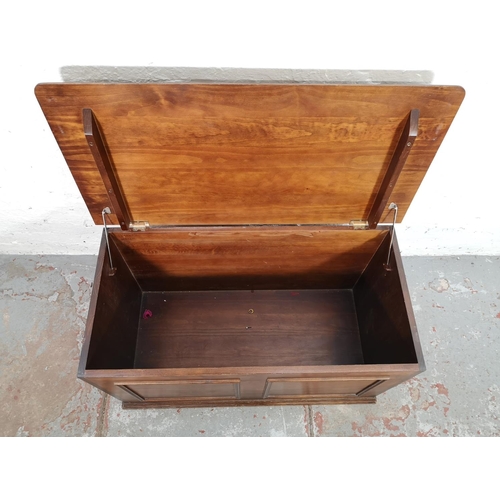 106 - A modern stained pine blanket box - approx. 53cm high x 92cm wide x 46cm deep