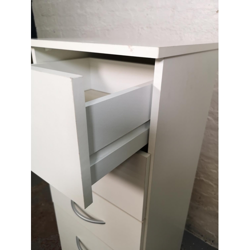 117 - A modern white laminate chest of six drawers - approx. 119cm high x 40cm wide x 41cm deep