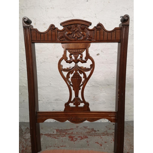 132 - A set of four Edwardian mahogany dining chairs