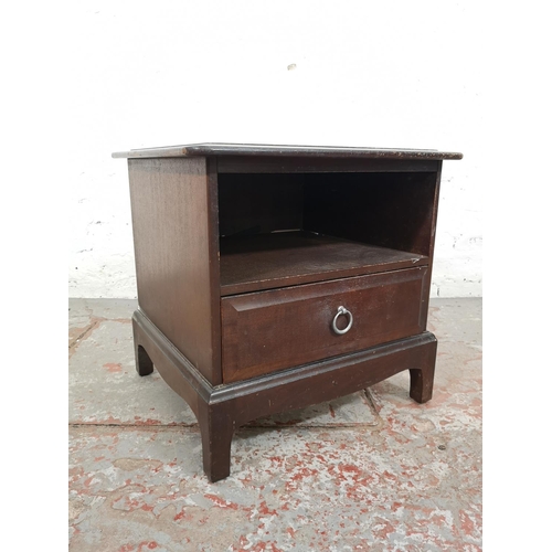 146 - A Stag Minstrel mahogany bedside cabinet - approx. 50cm high x 52cm wide x 46cm deep