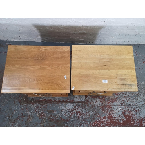 161 - A pair of modern solid oak bedside chests of three drawers  - approx. 60cm high x 50cm wide x 38cm d... 