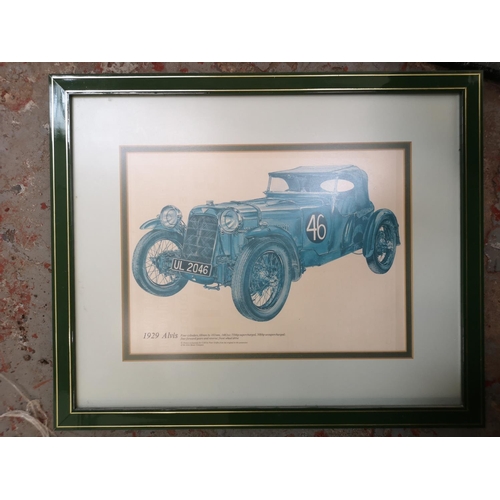 176 - Ten framed automobile prints