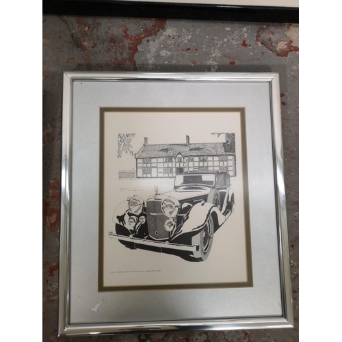 176 - Ten framed automobile prints