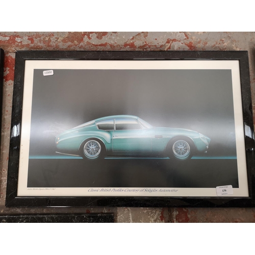 176 - Ten framed automobile prints