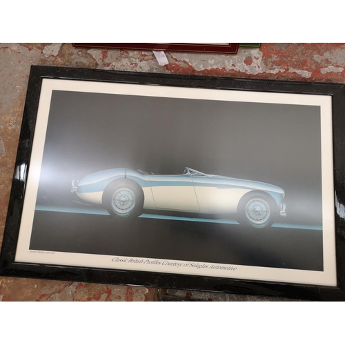 176 - Ten framed automobile prints