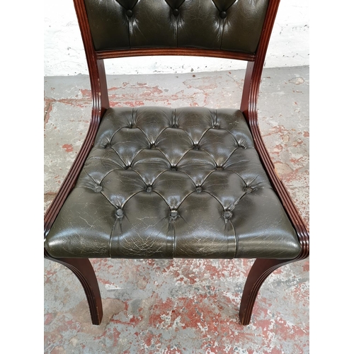 2 - A set of eight Regency style green leather and mahogany dining chairs