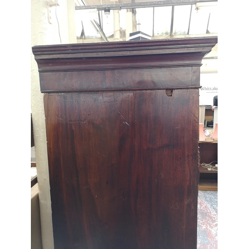 20 - A George III mahogany chest on chest with brass swan neck handles, satinwood and ebony inlay and bra... 