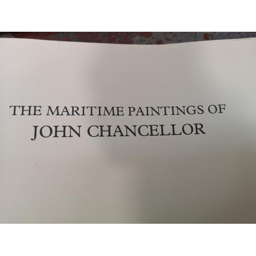 207 - A collection of maritime books and framed prints to include two John Chancellor pencil signed prints... 