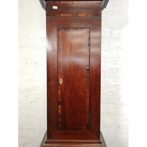 37 - A 19th century G Sutton of Taunton mahogany cased grandfather clock with rosewood crossbanding, bone... 