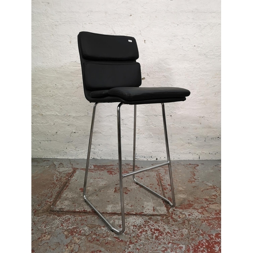 47 - Three contemporary black leatherette and chrome kitchen bar stools - approx. 105cm high x 43cm wide ... 