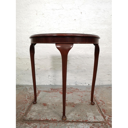 58 - Three pieces of mahogany occasional furniture comprising circular top side table, two tier side tabl... 