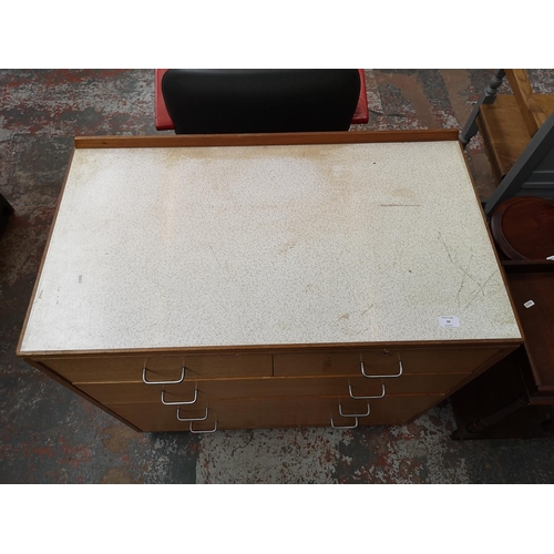 59 - A teak and white laminate chest of two short over three long drawers - approx. 88cm high x 92cm wide... 