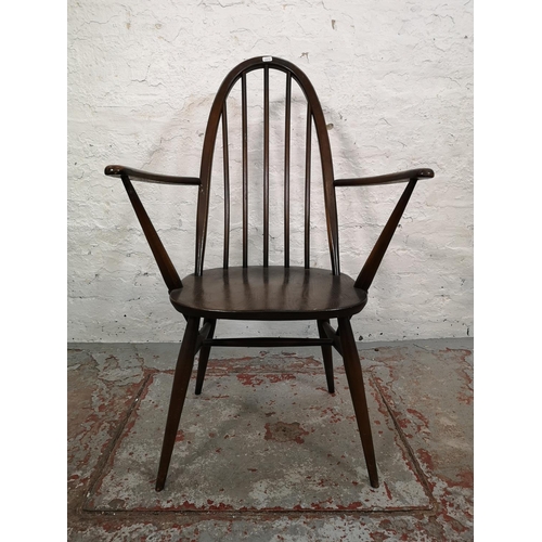 60 - A set of six Ercol dark elm and beech Quaker dining chairs