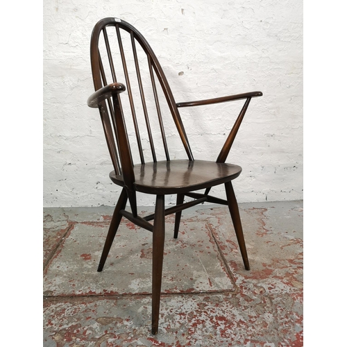 60 - A set of six Ercol dark elm and beech Quaker dining chairs