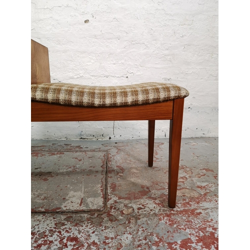 69 - A mid 20th century teak and brown upholstered telephone seat - approx. 55.5cm high x 87cm wide x 37c... 