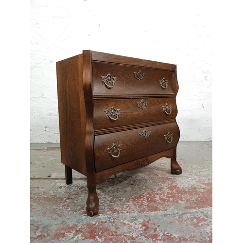 7 - A French Louis XV style oak chest of three drawers - approx. 64cm high x 62cm wide x 32cm deep