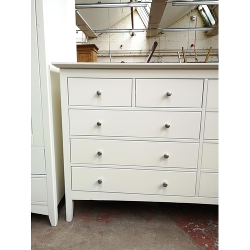 70 - A modern white chest of four short over six long drawers - approx. 94cm high x 160cm wide x 44cm dee... 