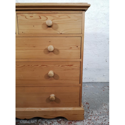 8 - A Victorian style solid pine chest of two short over three long drawers - approx. 93cm high x 102cm ... 