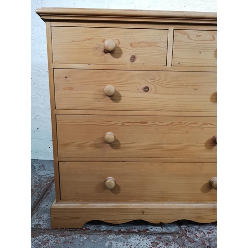 8 - A Victorian style solid pine chest of two short over three long drawers - approx. 93cm high x 102cm ... 