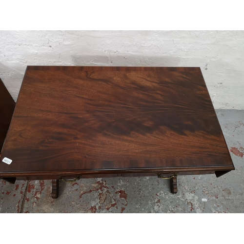 83 - Four pieces of furniture comprising mahogany nest of three tables, Avalon teak blanket box, oak bure... 