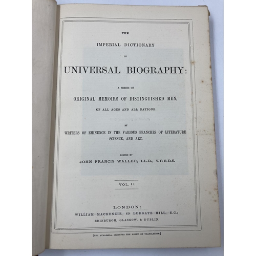 1621 - Fourteen volumes of The Imperial Dictionary of Universal Biography leather hardback books circa mid-... 