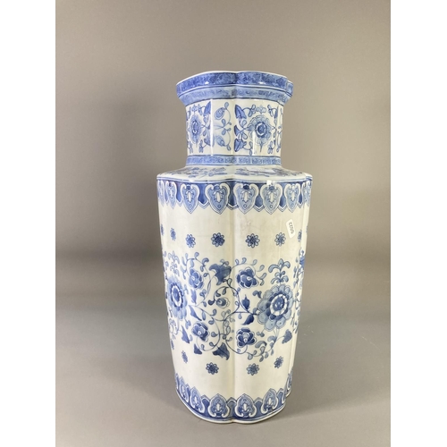 39 - Two items, one blue and white porcelain floor vase - approx. 49cm high and one Victoria Ware ironsto... 