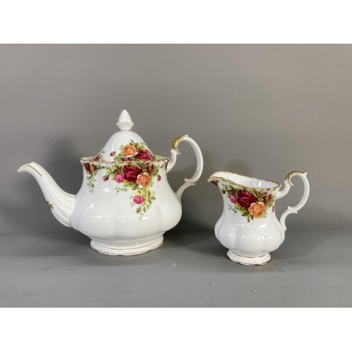 49 - Nineteen pieces of Royal Albert Old Country Roses china comprising two candlesticks, teapot, miniatu... 