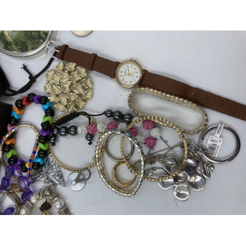 161 - A collection of assorted costume jewellery and wristwatches to include Laura Bella, boxed Swarovski ... 