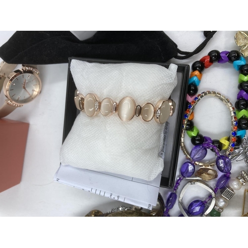 161 - A collection of assorted costume jewellery and wristwatches to include Laura Bella, boxed Swarovski ... 