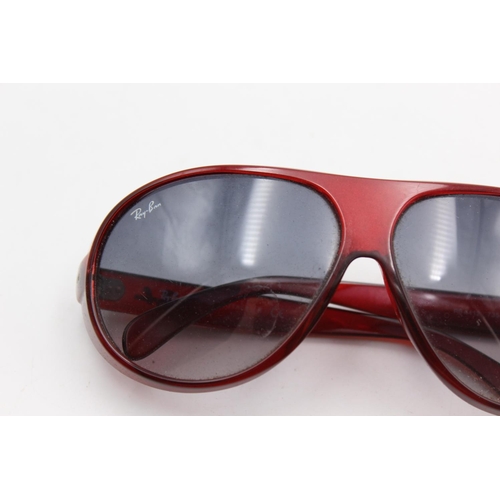 133 - A cased pair of classic Ray-Ban red oversize framed sunglasses