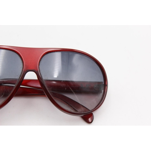 133 - A cased pair of classic Ray-Ban red oversize framed sunglasses