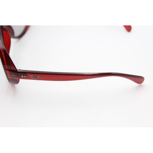 133 - A cased pair of classic Ray-Ban red oversize framed sunglasses