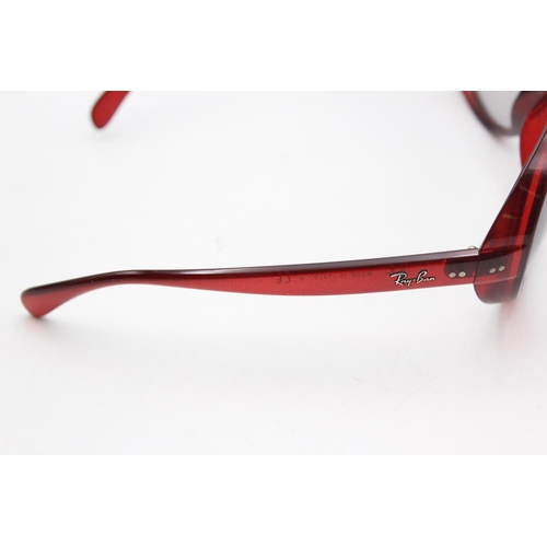 133 - A cased pair of classic Ray-Ban red oversize framed sunglasses