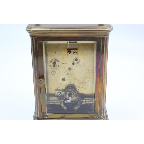 213 - A vintage heavy brass cased key wind carriage clock - approx. 12.5cm x 8.5cm x 7.5cm