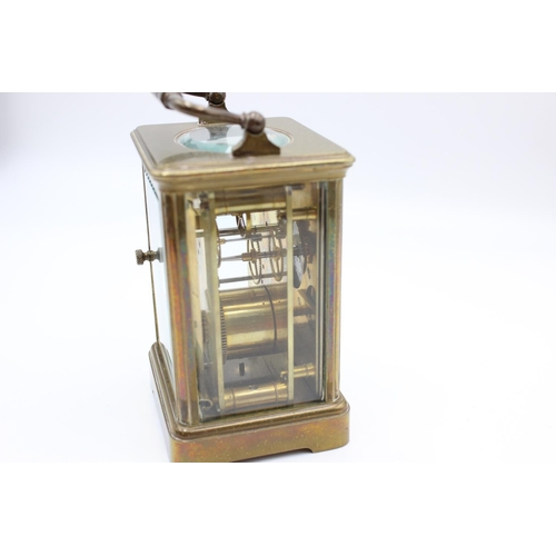 213 - A vintage heavy brass cased key wind carriage clock - approx. 12.5cm x 8.5cm x 7.5cm