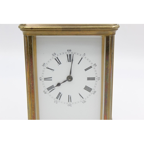 213 - A vintage heavy brass cased key wind carriage clock - approx. 12.5cm x 8.5cm x 7.5cm