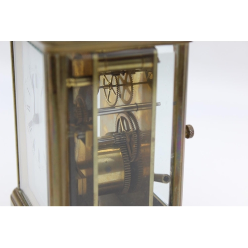 213 - A vintage heavy brass cased key wind carriage clock - approx. 12.5cm x 8.5cm x 7.5cm