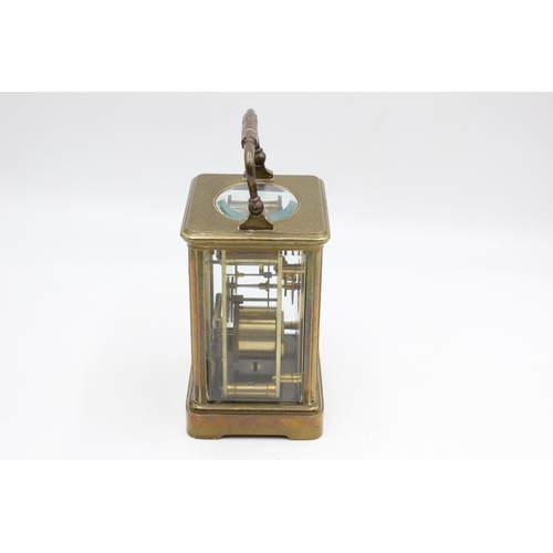 213 - A vintage heavy brass cased key wind carriage clock - approx. 12.5cm x 8.5cm x 7.5cm