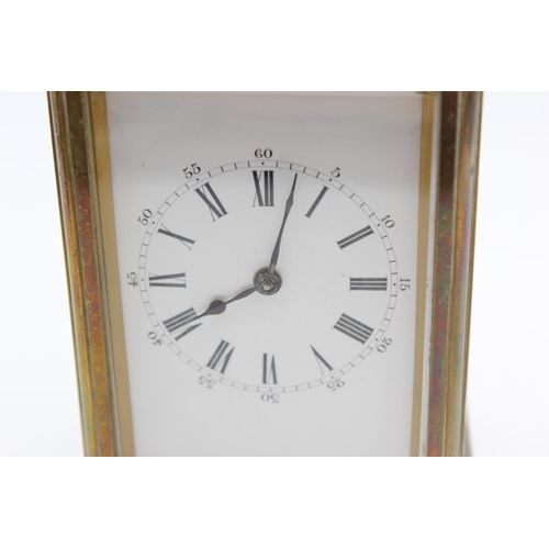 213 - A vintage heavy brass cased key wind carriage clock - approx. 12.5cm x 8.5cm x 7.5cm