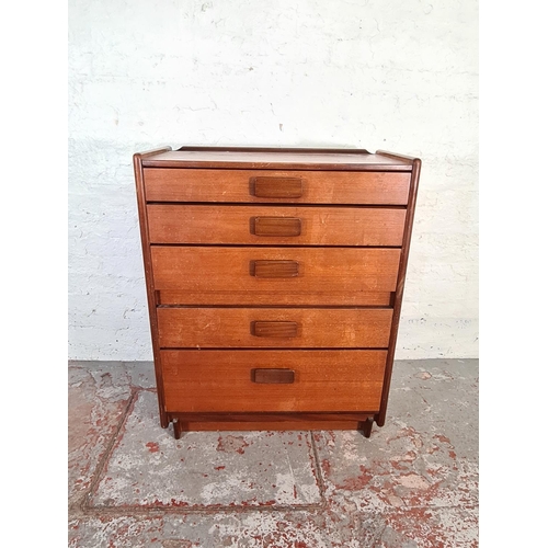 414 - A mid 20th century White & Newton teak chest of five drawers - approx. 103cm high x 81cm wide x 42cm... 