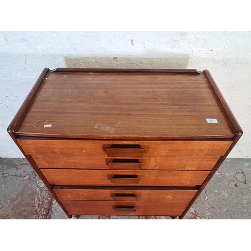 414 - A mid 20th century White & Newton teak chest of five drawers - approx. 103cm high x 81cm wide x 42cm... 