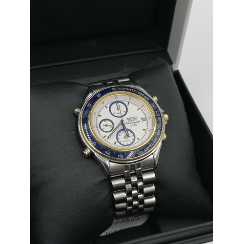 1258 - A boxed Seiko SQ100 chronograph quartz men's wristwatch - model no. 7T32-6B5A